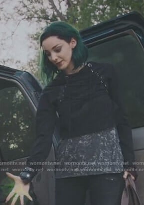 Lorna's black cropped lace-up hoodie on The Gifted