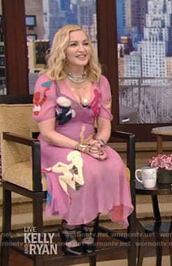 Madonna's pink girl patches dress on Live with Kelly and Ryan