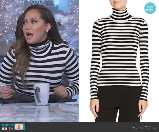 Stripe Turtleneck Sweater by Maje worn by Adrienne Houghton on The Real