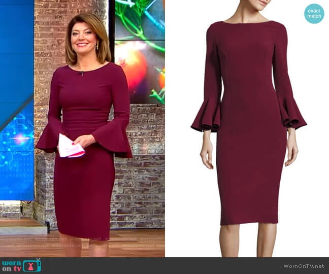 Bell Sleeve Dress by Michael Kors worn by Norah O'Donnell on CBS Mornings