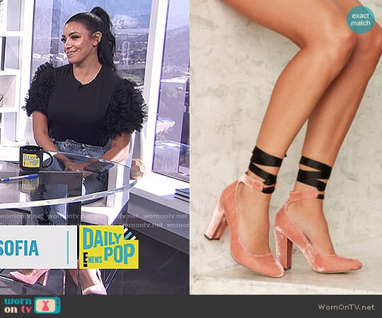 Valley of the Dolls Velvet Heel by Nasty Gal worn by Julissa Bermudez on E! News