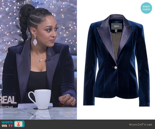 Elegant Velvet Blazer by Nissa worn by Tamera Mowry on The Real