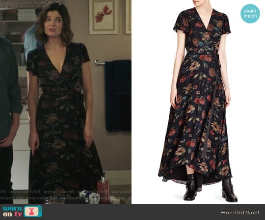 Camron Floral Wrap Silk Dress by Polo Ralph Lauren worn by Heather Hughes (Betsy Brandt) on Life in Pieces