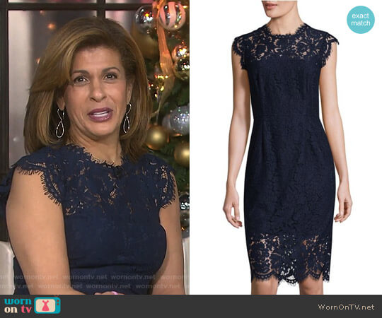 Floral Cap Sleeve Lace Sheath Dress by Rachel Zoe worn by Hoda Kotb on Today