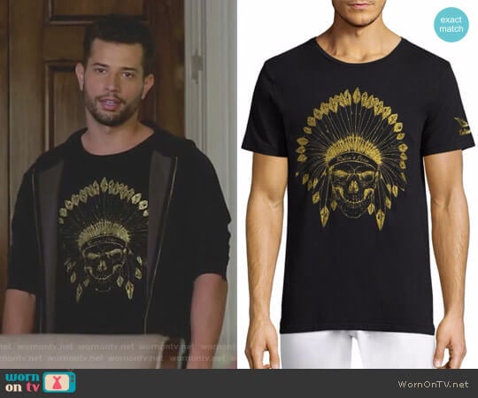 Indian Skull Cotton Tee by Robin's Jeans worn by Sam Flores (Rafael de la Fuente) on Dynasty