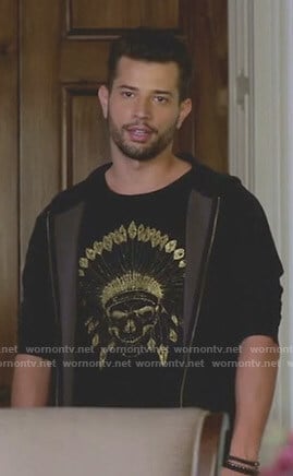 Sam's black indian skull print t-shirt on Dynasty