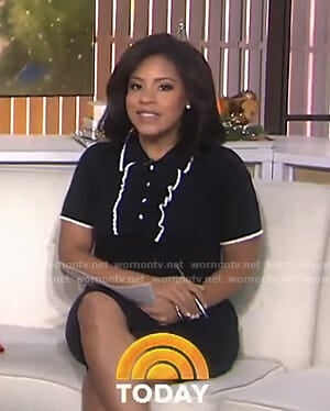 Sheinelle's black ruffle polo dress on Today