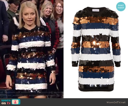 Sequined Wool-Jersey Mini Dress by Sonia Rykiel worn by Kelly Ripa on Live with Kelly and Mark