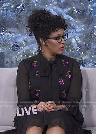 Tamera’s black sequined cherry dress on The Real