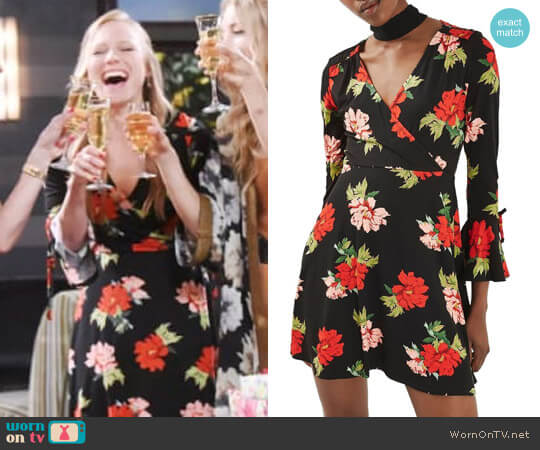 Topshop Floral Flute Sleeve Skater Dress worn by Abigail Deveraux (Kate Mansi) on Days of our Lives