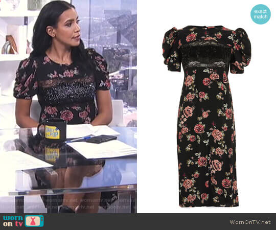 Sequin Floral Print Midi Shift Dress by Topshop worn by Julissa Bermudez on E! News