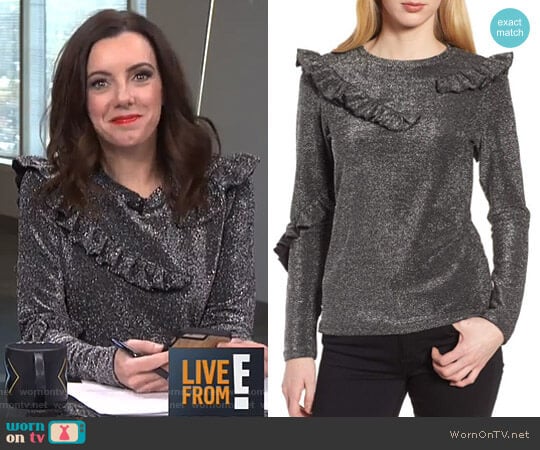 Ruffle Metallic Top by Trouvé worn by Melanie Bromley on E! News