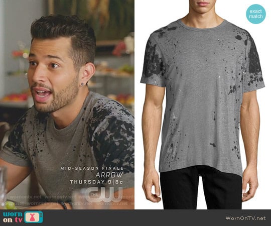 Paint-Splatter Cotton T-Shirt by True Religion worn by Sam Flores (Rafael de la Fuente) on Dynasty