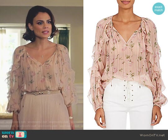 'Azalea' Blouse by Ulla Johnson worn by Cristal Flores (Nathalie Kelley) on Dynasty