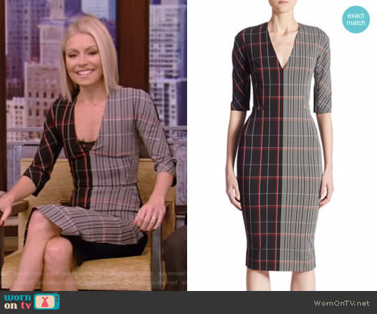 Checked Wool Dress by Victoria Beckham worn by Kelly Ripa on Live with Kelly and Mark