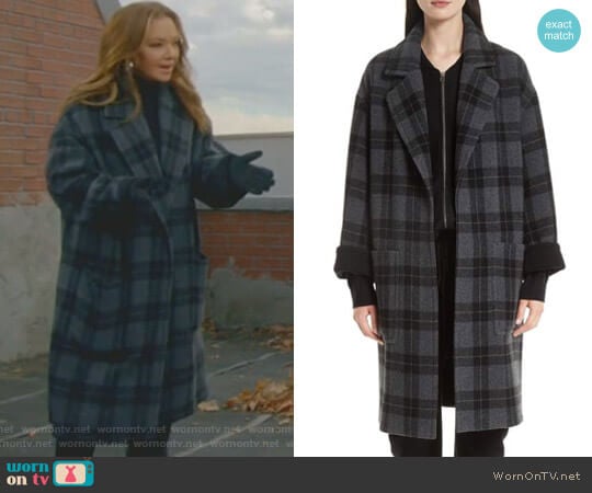 Plaid Car Coat by Vince worn by Vanessa Cellucci (Leah Remini) on Kevin Can Wait