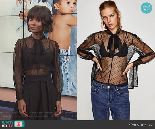 Blouse with Bow by Zara worn by Zuri Hall on E! News