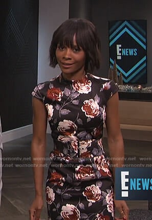 Zuri’s black rose print dress on E! News