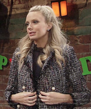 Abby's metallic tweed jacket on The Young and the Restless