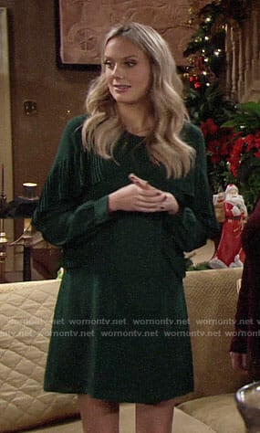 Abby’s green ruffled Christmas dress on The Young and the Restless