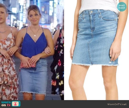 AG Jeans Erin Denim Miniskirt worn by DJ Tanner-Fuller (Candace Cameron Bure) on Fuller House