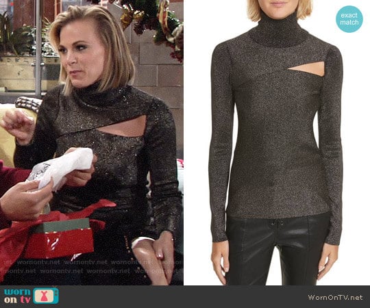 WornOnTV: Phyllis’s metallic sweater with cutout on The Young and the ...