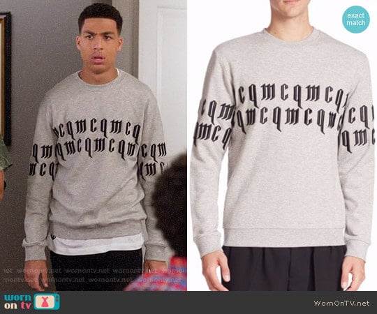 McQ Alexander McQueen Clean Crewneck Sweatshirt worn by Andre Johnson Jr (Marcus Scribner) on Black-ish