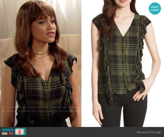 Alice + Olivia Janet Top worn by Nicole Avant (Reign Edwards) on The Bold and the Beautiful