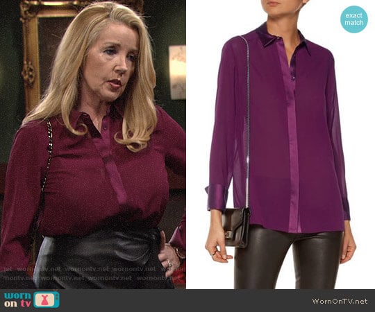 Alice + Olivia Wyatt Blouse worn by Nikki Reed Newman (Melody Thomas-Scott) on The Young and the Restless