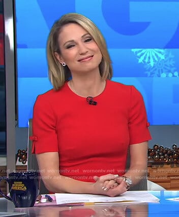 Amy’s red bow sleeve dress on Good Morning America