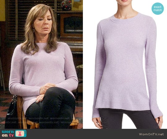 Aqua Fitted Crewneck Cashmere Sweater worn by Bonnie Plunkett (Allison Janney) on Mom