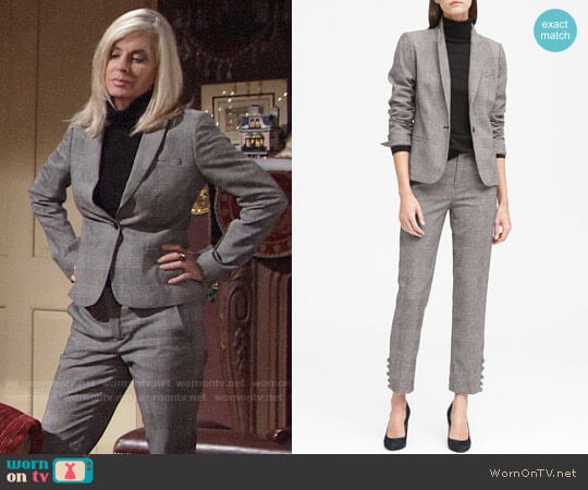 Banana Republic Classic Plaid Blazer and Trousers worn by Ashley Abbott (Eileen Davidson) on The Young and the Restless