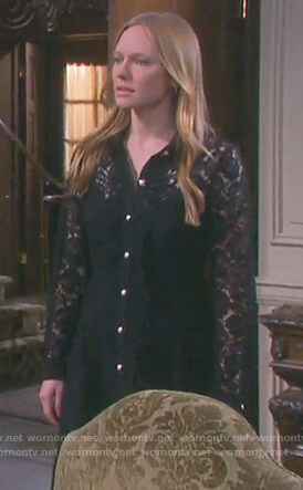 Abigail's black lace shirtdress on Days of our Lives