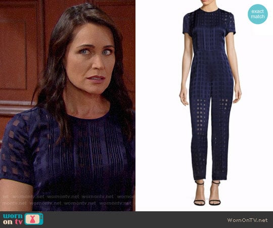 Diane von Furstenberg Cropped Flared Jumpsuit worn by Quinn Fuller (Rena Sofer) on The Bold and the Beautiful