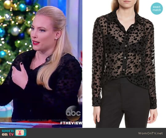 Essential Velvet Burnout Shirt by Equipment worn by Meghan McCain  on The View