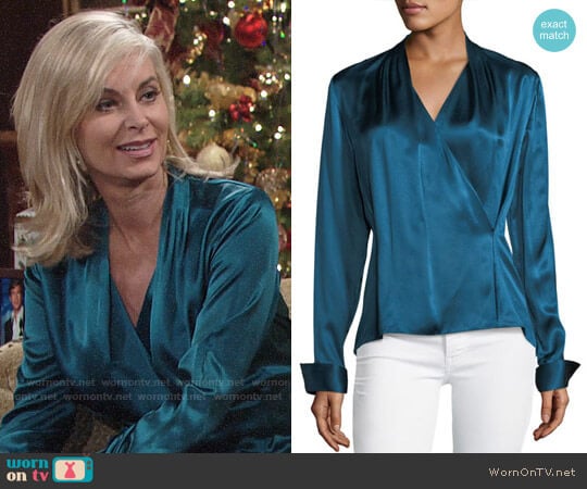 WornOnTV: Ashley’s blue satin wrap top on The Young and the Restless ...