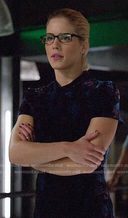 Felicity’s short sleeved velvet dress on Arrow