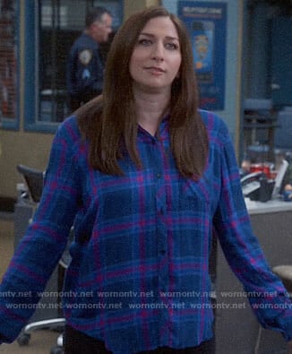 Gina’s blue and pink plaid shirt on Brooklyn Nine-Nine