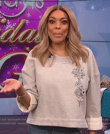 Wendy’s gray embellished sweatshirt on The Wendy Williams Show