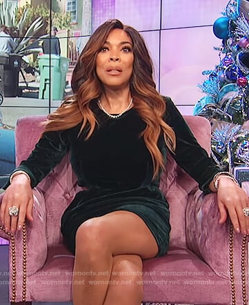 Wendy’s green velvet dress on The Wendy Williams Show