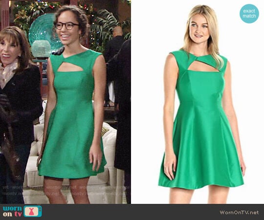 Halston Heritage Asymmetrical V Neck Dress With Geometric Cut Out worn by Mattie Ashby (Lexie Stevenson) on The Young and the Restless