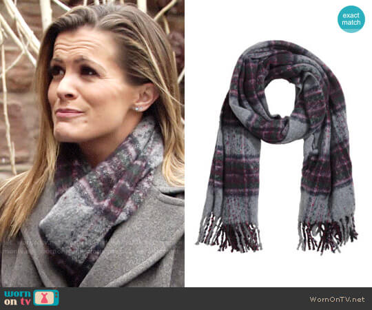 H&M Woven Scarf in Gray/Purple worn by Chelsea Lawson (Melissa Claire Egan) on The Young and the Restless