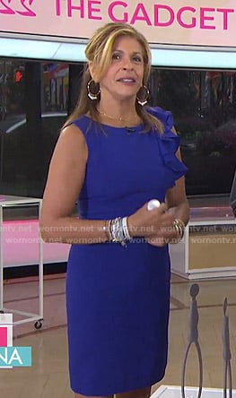 Hoda’s blue ruffle shoulder dress on Today