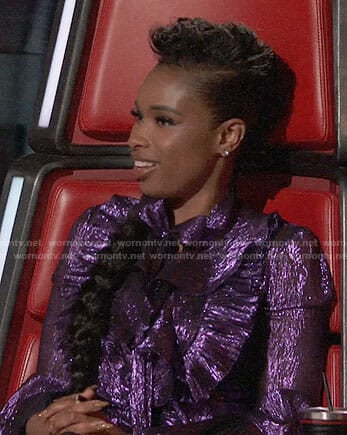 Jennifer Hudson's purple ruffled gown on The Voice