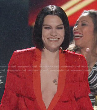 Jessie J's red fringed jacket on The Voice