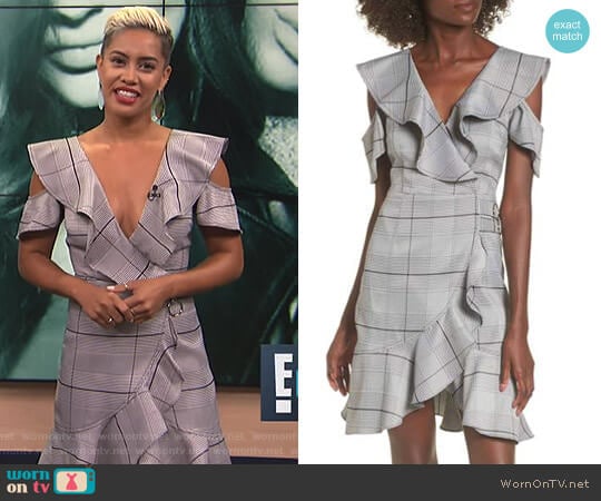 Cold Shoulder Ruffle Dress by JOA worn by Sibley Scoles on E! News