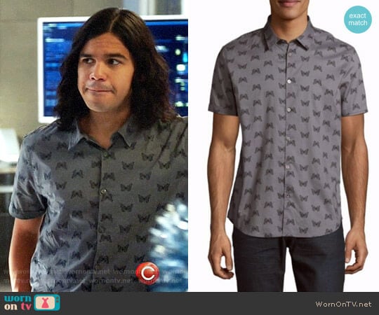 John Varvatos Butterfly Print Cotton Casual Button Down Shirt worn by Cisco Ramon (Carlos Valdes) on The Flash