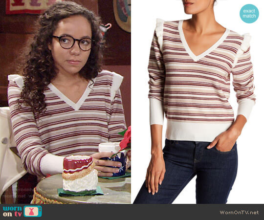 WornOnTV: Mattie’s red striped sweater with ruffle shoulders on The ...