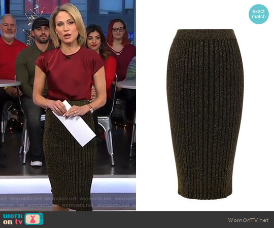 Knitted Midi Skirt by Karen Millen worn by Amy Robach on Good Morning America