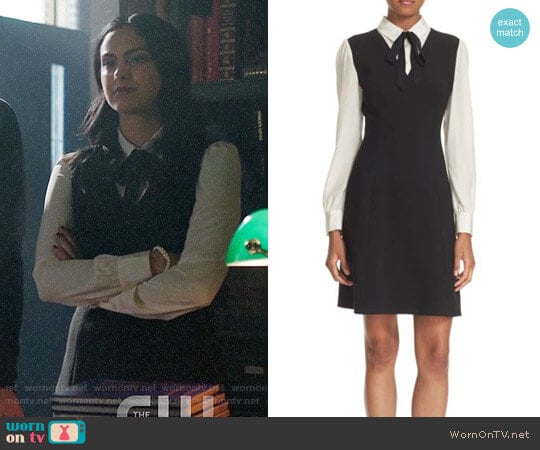 Kate Spade Bow Tie Crepe A-Line Dress worn by Veronica Lodge (Camila Mendes) on Riverdale